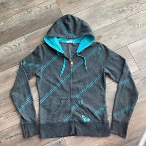 Gray and blue plaid roxy Zip-Up Hoodie